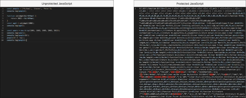 protected and unprotected javascript